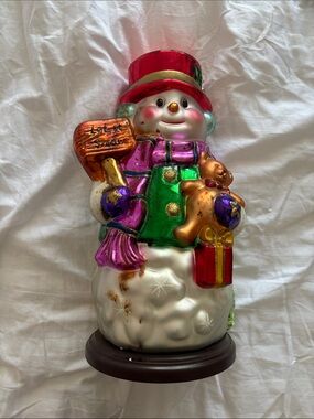 Thomas Pacconi Classics Snowman Figurine with Red Hat and Multicolor Outfit